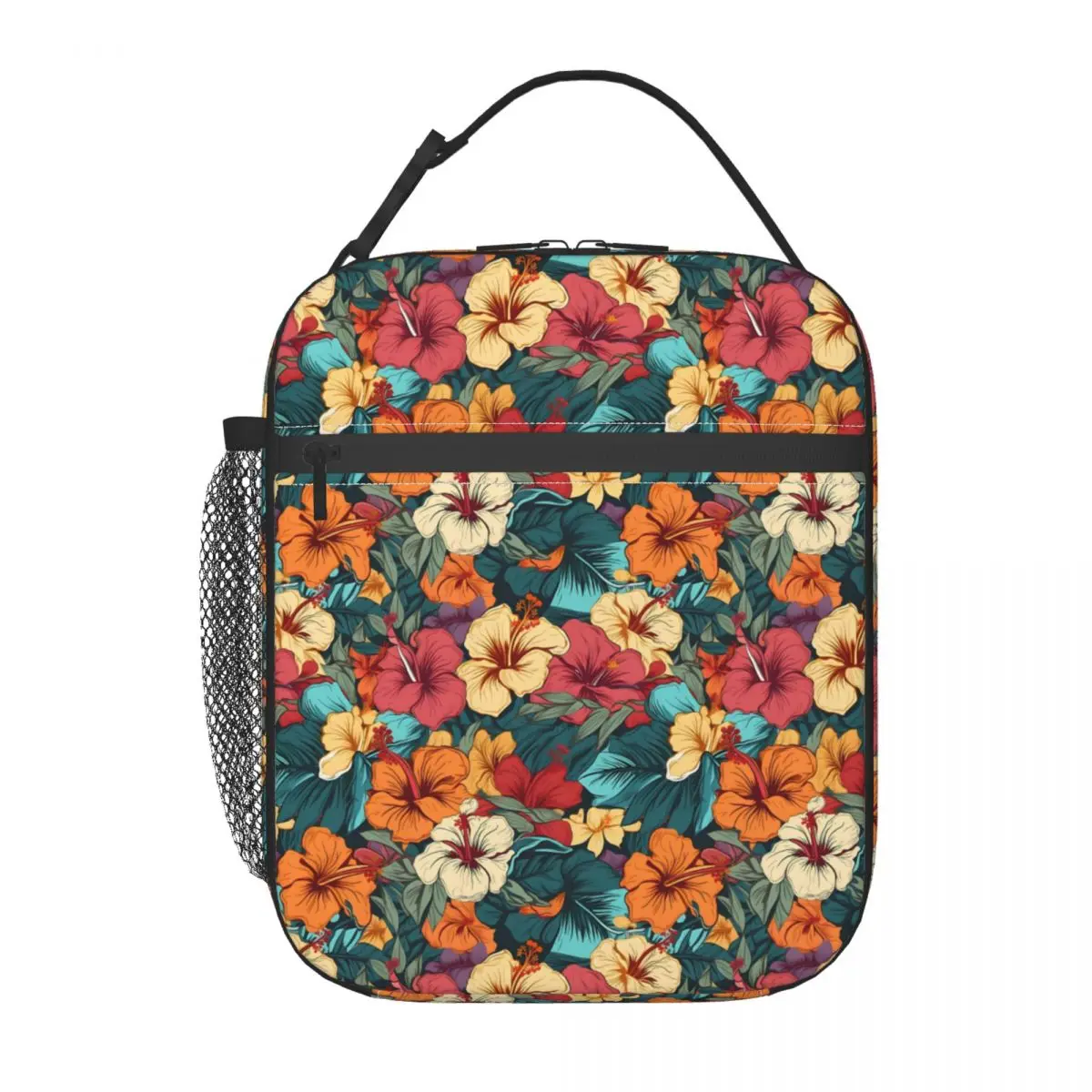 Lunch Bag Tropical Hibiscus Portable Lunch Box For Student Floral Outdoor Picnic Cooler Bag Oxford Tote Food Bags Xmas Gift