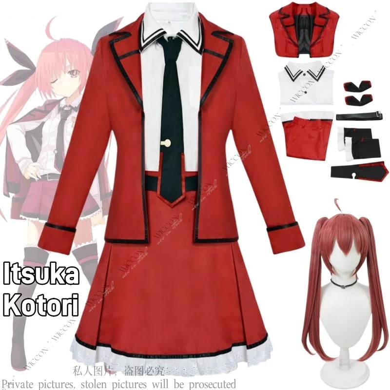 Itsuka kotori anime data um traje cosplay ao vivo feminino schoolgirl jk uniforme peruca festa de halloween conjunto completo fantasia vestido terno