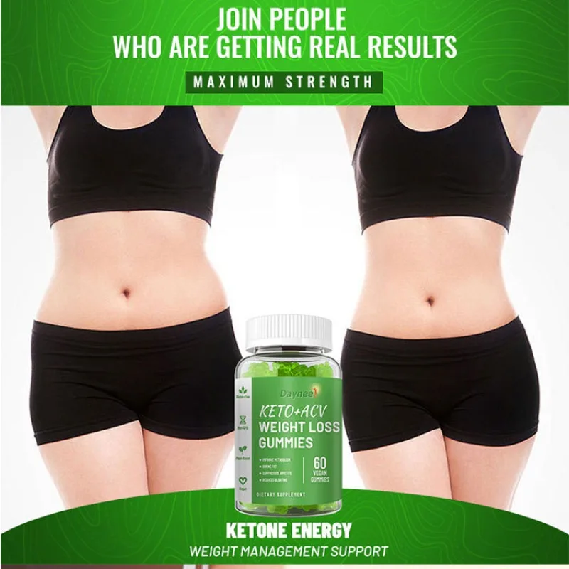 

Keto ACV Weight Loss Gummies Apple Flavor Fat Burner Detox Cleanse Boost Metabolism Vegan Non-GMO Dietary Supplement