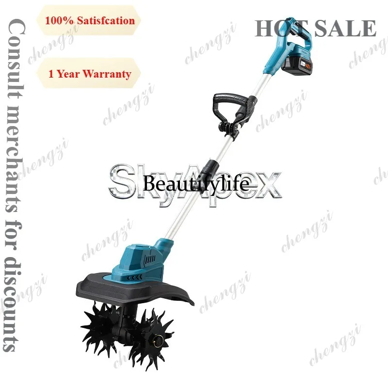 

M81 Upgraded Lithium Powered Mini Tiller Four Cutter Head Soil Turning Machine Garden Farming Cultivation Tool