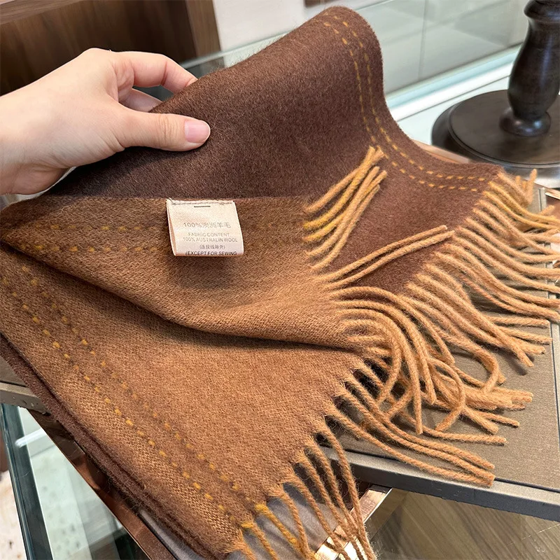 

Melard atmosphere! 100% Australian wool tassel women's scarf retro multifunctional thickened warm outer shawl couple's scarf