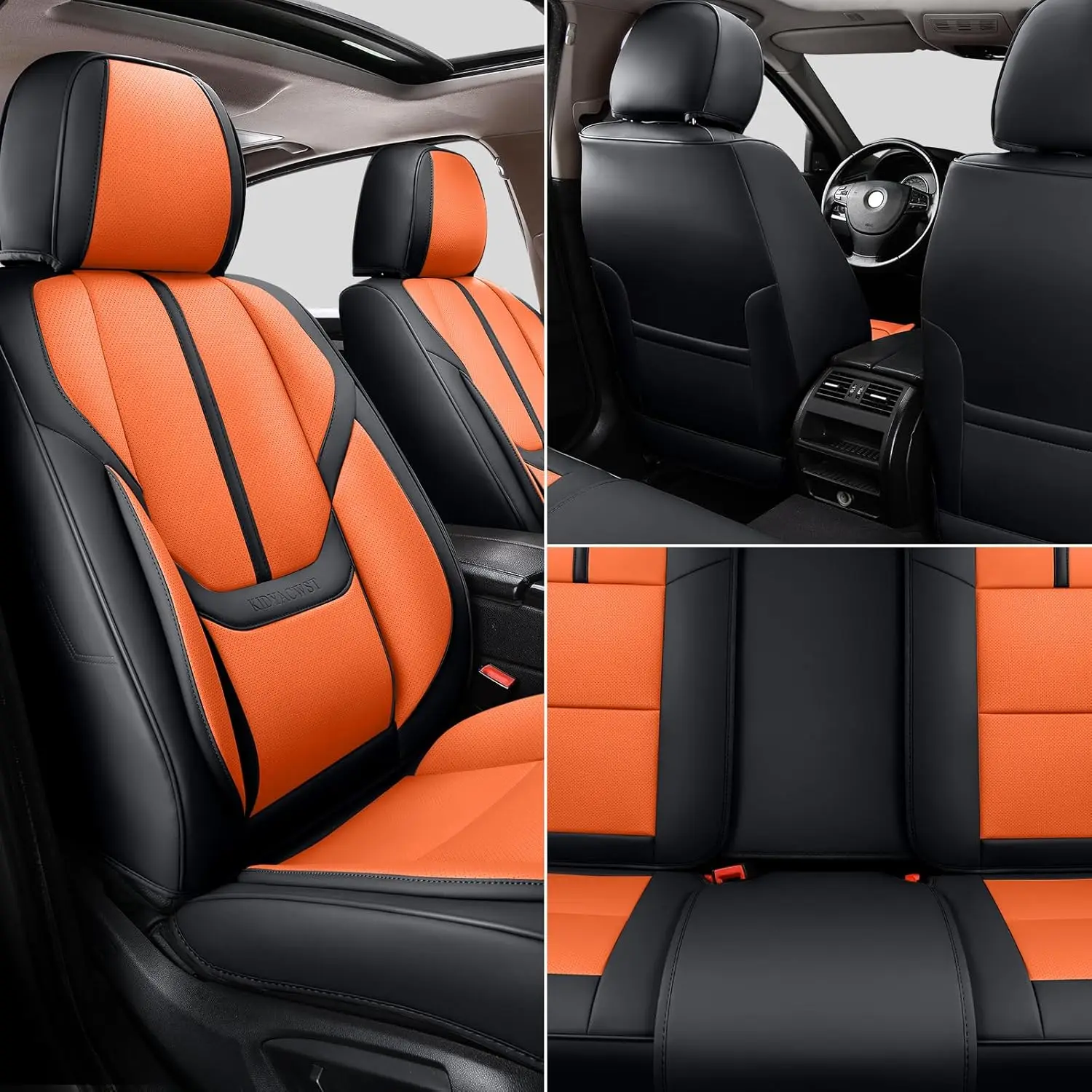 

Auto Car Seat Covers Accessories Full Set Leather Cushion Protector Breathable Waterproof Seat Cover for Cars Universal Fit (Bla