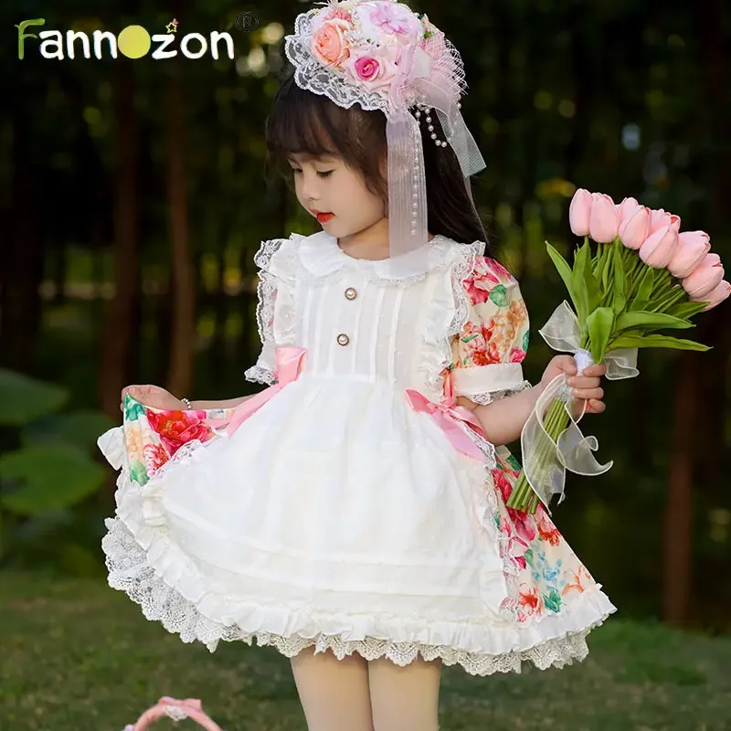 

Spain Gauze Skirt Tutu Lolita Dress Floral Girl Dresses Baby Summer for Girls Princess Clothes Vestidos Party Kids Wear