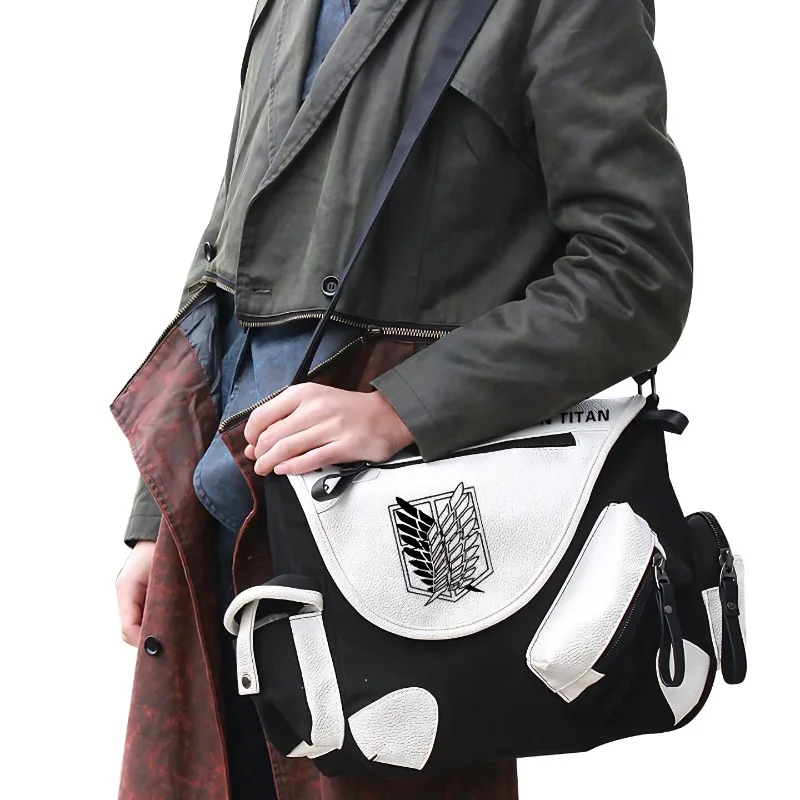 Game Attack on titan Schoolbag Wings of Freedom Messager Handbag Casual Zipper Shoulder Bag Cospaly Doujin Gifts for Women Men