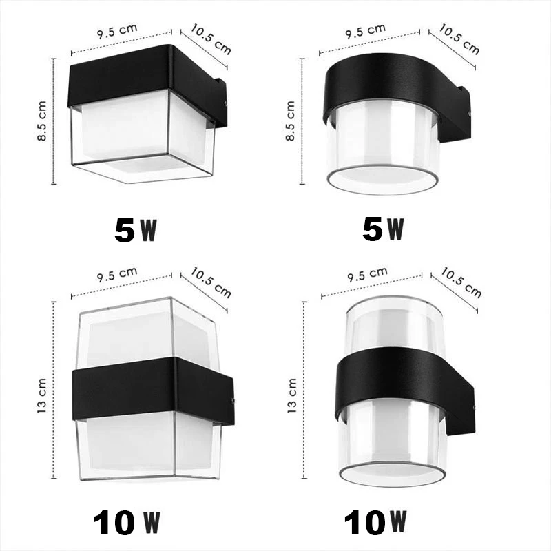 Imagem -06 - Simplicidade Moderna Conduziu a Lâmpada de Parede Impermeável Ip65 w 10w Luz de Parede Impermeável Acrílica Interna e Exterior