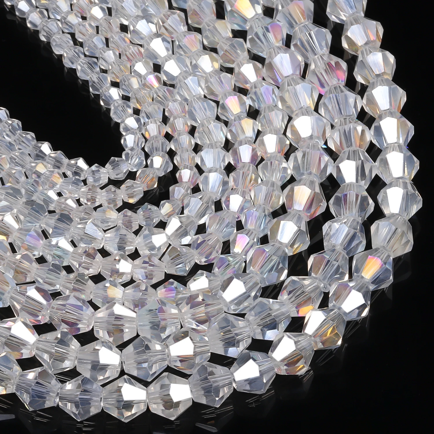 4 6 8mm Faceted Bicone Shape Beads Ab Plated Transparent Crystal Glass Beads for Jewelry Making Diy Beading Accessories