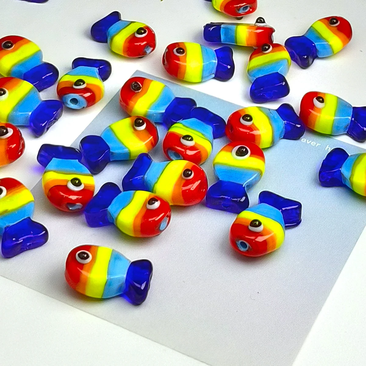 20mm 6pcs Colorful rainbow fish glass beads Charm Bracelet Accessories, DIY Craft Jewelry Supplies, Beading