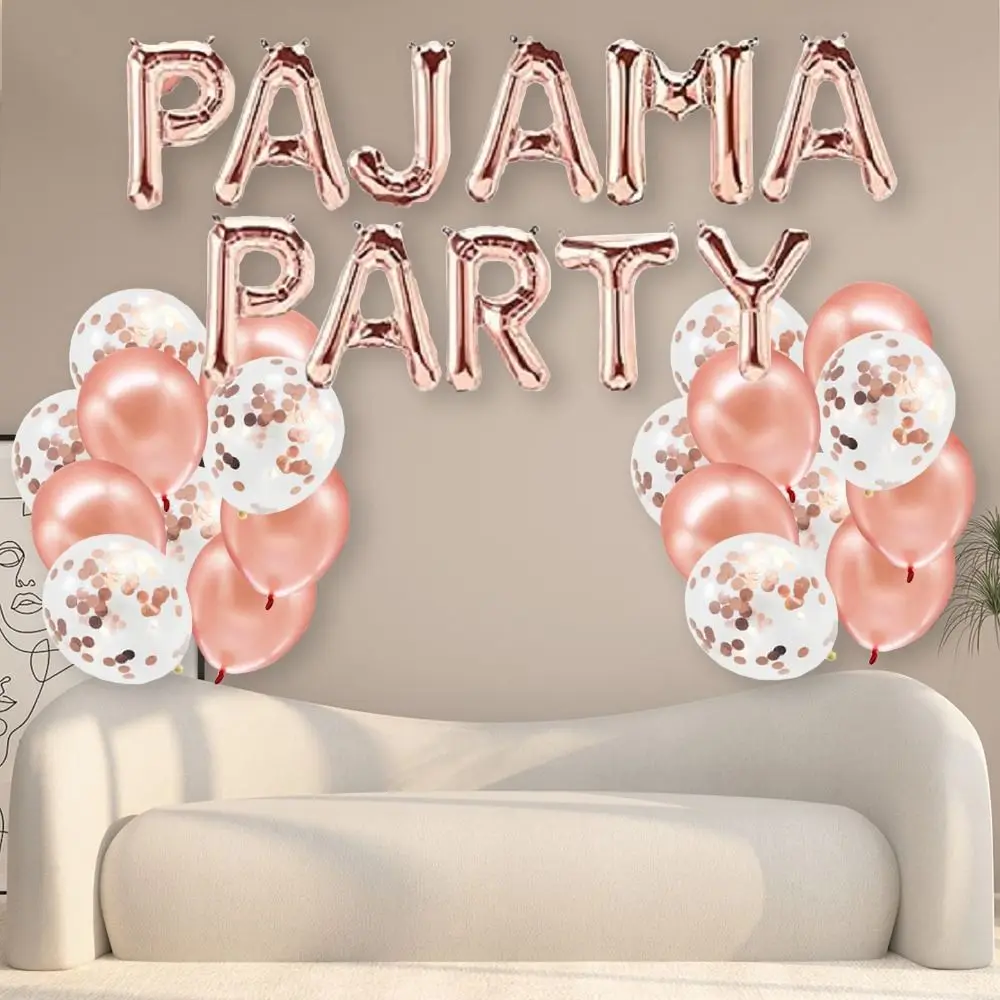 11pcs Latex PAJAMA PARTY Birthday Party Decor Rose Gold Pajama Party Decorations Spa Pajama theme Girls