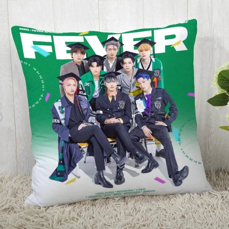 Custom Ateez KPOP Square Pillowcase Custom Zippered Pillow Cover Case 45x45cm(One Side) 04.1