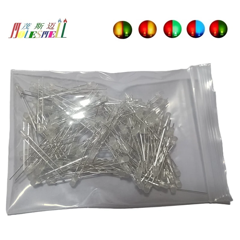 100pcs 3mm 2-Pin LED Red/Yellow Red/Blue Red/Green Yellow/Green Bi-color Diffused Dual Bi-Color Polar Changing Leds