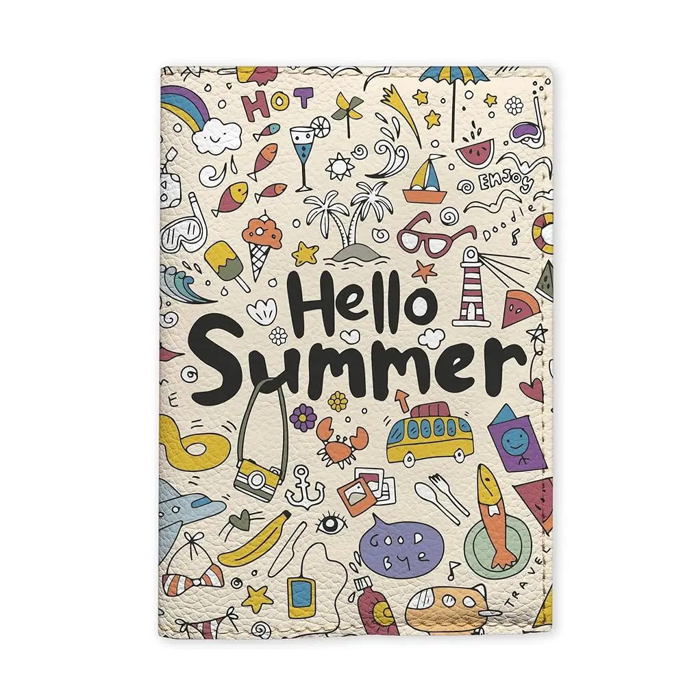 

Agukids Kids Passport Cover – Cute Travel Holder with Stylish Stickers Design, Hello Summer Themed Case, Fun & Durable Passpo