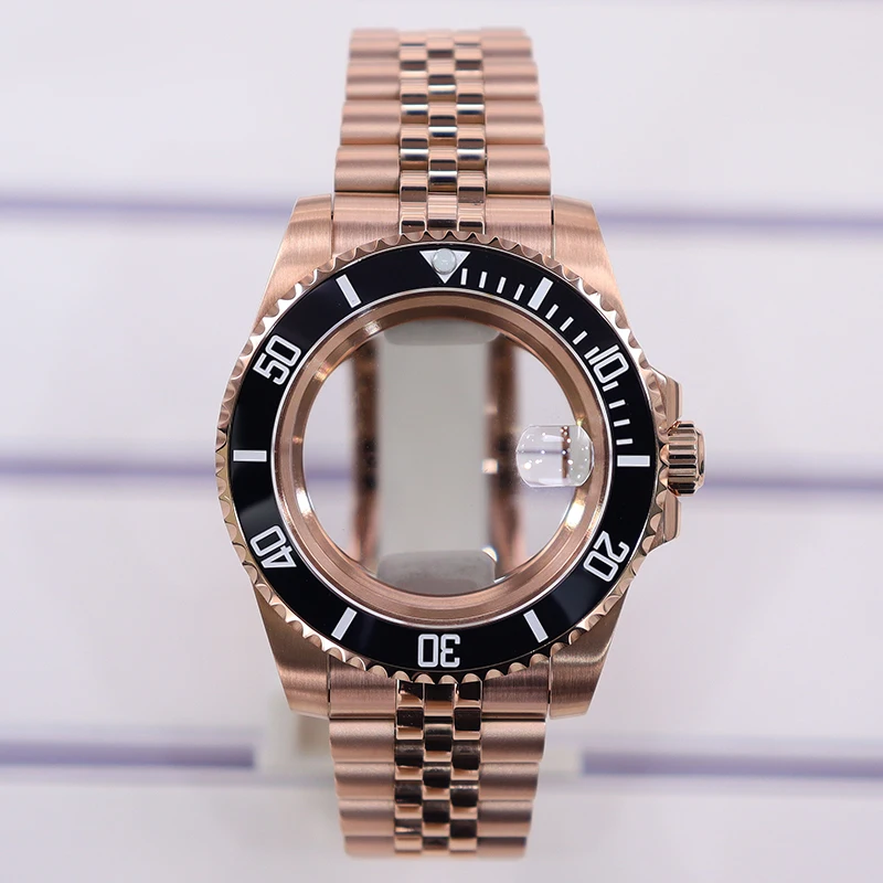 Roségold 40mm NH35 Uhrengehäuse Wasserdicht für NH35 SUB NH36 GMT NH34 NH70 NH72/Miyota 8215/ETA 2824 Gehäuse Jubilee-Armband 20mm – Detail 1