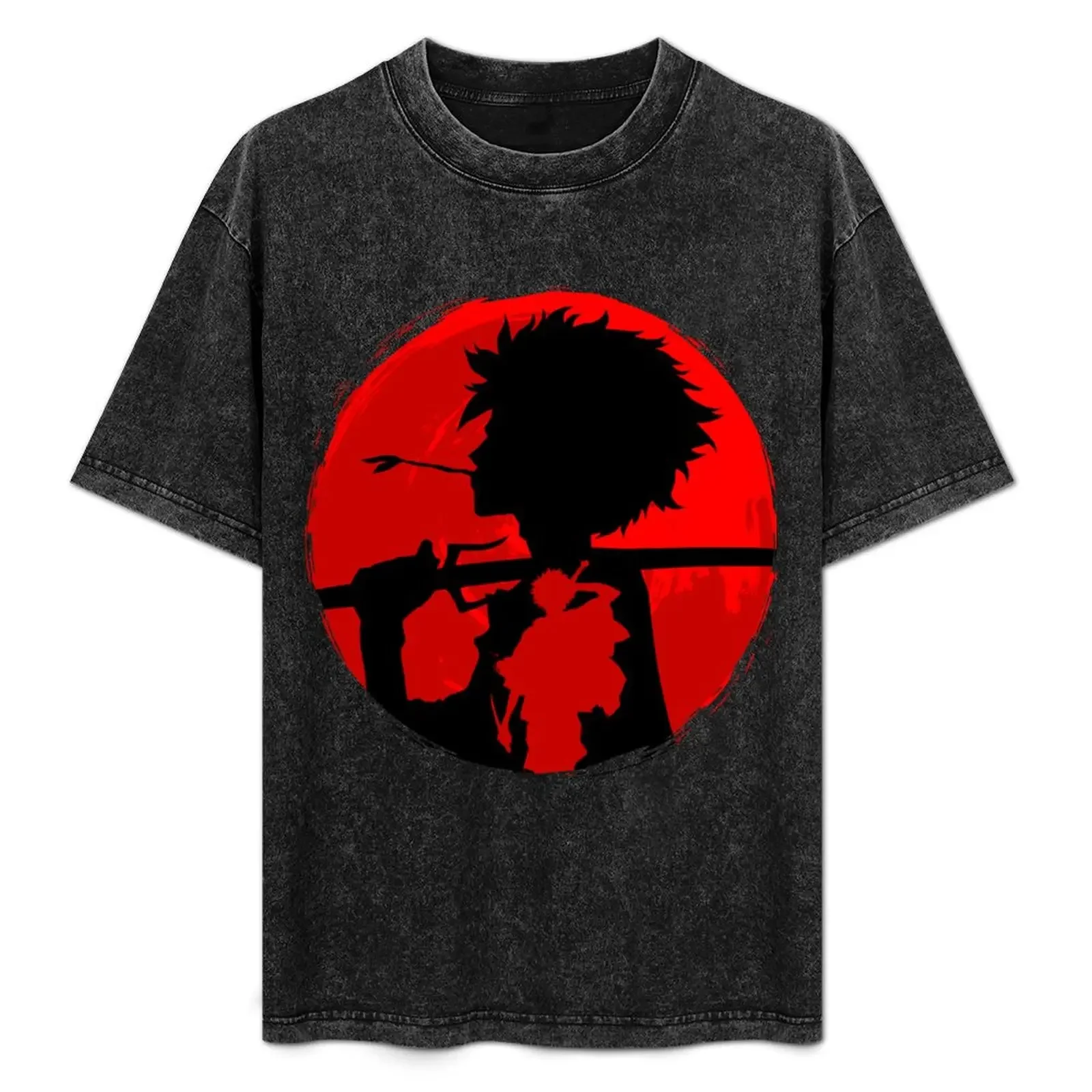 Samurai sunset Mugen 2 T-Shirt Vintage washed cotton short sleeve top HD picture men's and women's T-shirt