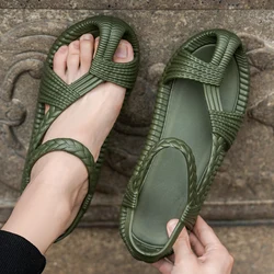 Cheap Summer Men's Sandals Hot Lightweight Non-slip Outdoor Beach Shoes Women Fashion Casual Green Slip-on Flat Sandals For Men