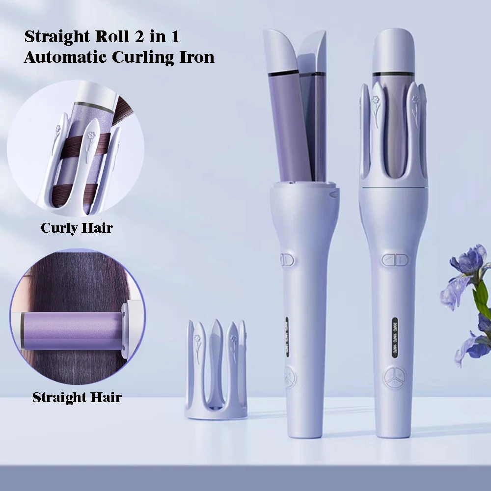 2 in1 Automatic Hair Curler Hair Straightener 32MM Auto Rotating  Hair Roller Styling Tools Wave Styer Flat Iron Curling Iron