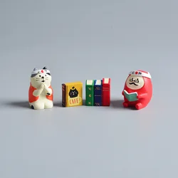ZAKKA Cute Cat Kitten Model Book Miniatures Dharma Resin Handicraft Decoration Figurine Desktop Ornament Pendant Birthday Gifts