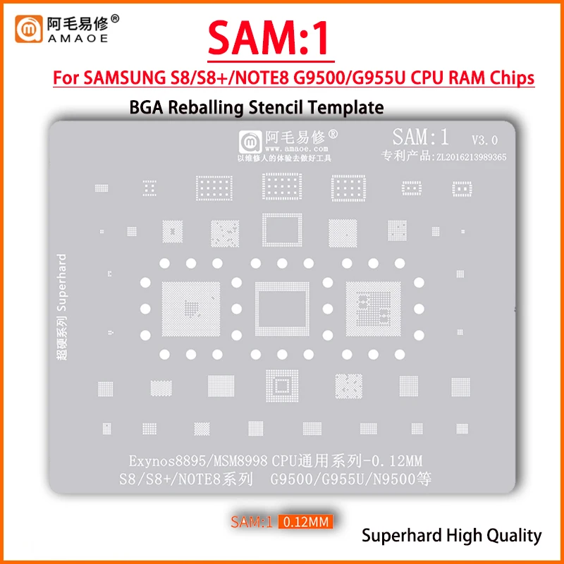 Amaoe SAM1 BGA Reballing Stencil For Samsung S8 S8+ Note8 SM5720 G9500 G955U N9500 Exynos8895 MSM8998 CPU Re-balling repair tool