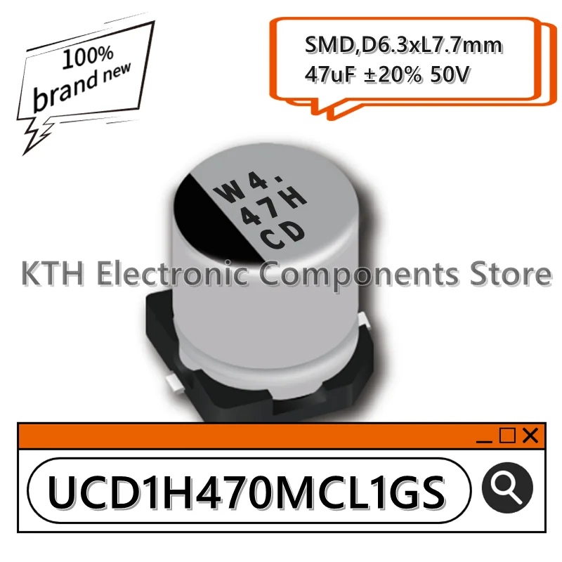 20PCS UCD1H470MCL1GS 47uF 50V ใหม่ SMD ตัวเก็บประจุอลูมิเนียมอิเล็กโทรลีติค 6.3x7.7 มม.หน้าจอการพิมพ์ 47H CD