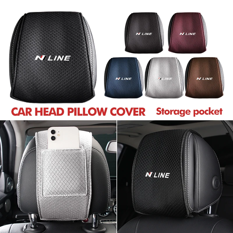 Ледяной шелк, подголовник для автомобильного сиденья, наволочка для шеи, пылезащитный чехол для Hyundai N Nline Tucson Kona Sonata Veloster i20 i30 Ледяной шелк, подголовник для автомобильного сиденья, наволочка для шеи, пылезащитный чехол для Hyundai N Nline Tucson Kona Sonata Veloster i20 i30