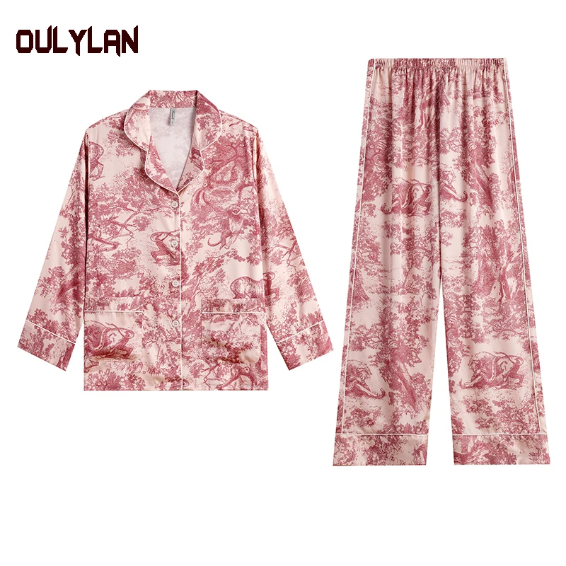 New pyjamas lady Tiger print long sleeve trousers Chinese retro style home suit can be worn outside