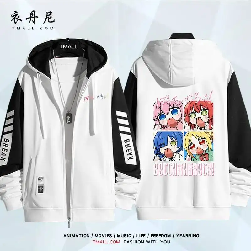 

2025 Game Bocchi The Rock Ryo Yamada Jacket Zipper Hoodie Women Men Fashion Student Hooded Spring Autumn Coat Casual Sweatshirt
