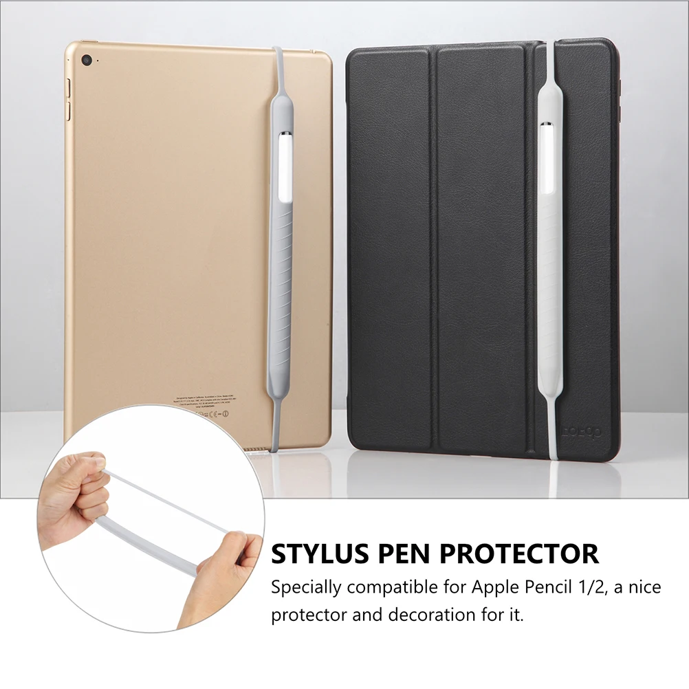 

Gray Silicone Protective Cover Sleeve For Pencil 1/2 Anti-Loss Stylus Case Non- Stylus Protector