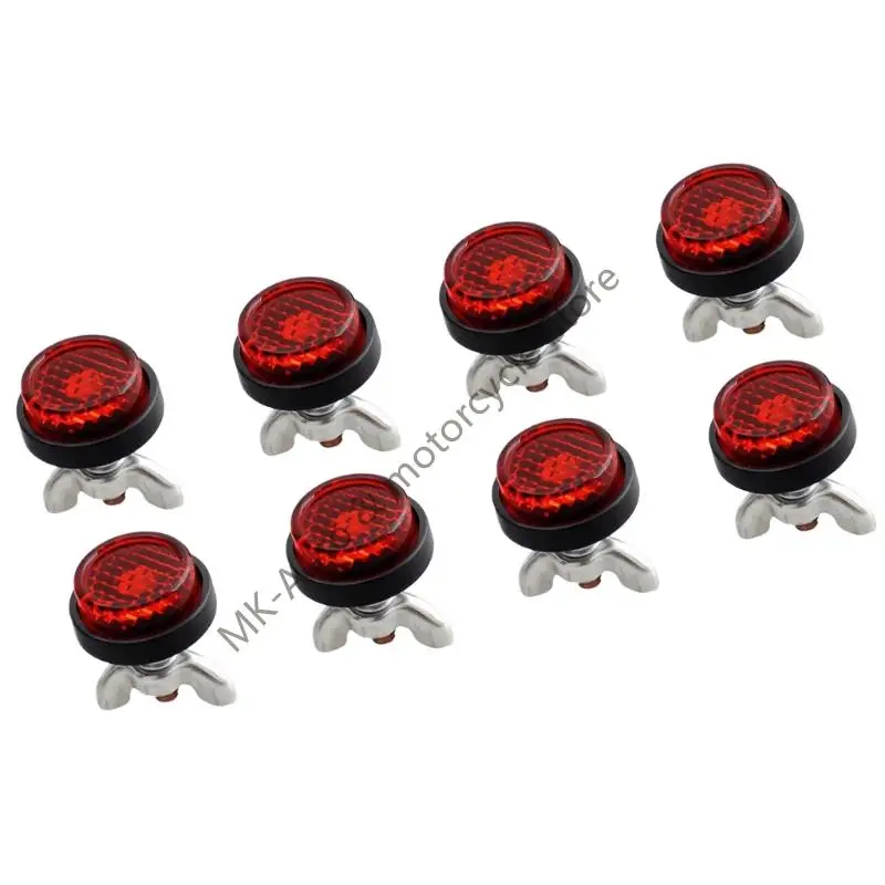 F62F 4/8Pcs Motorcycle License Frame Bolts Round Reflective Design Plastic Metal Hardware Enhanced Visibility Solution