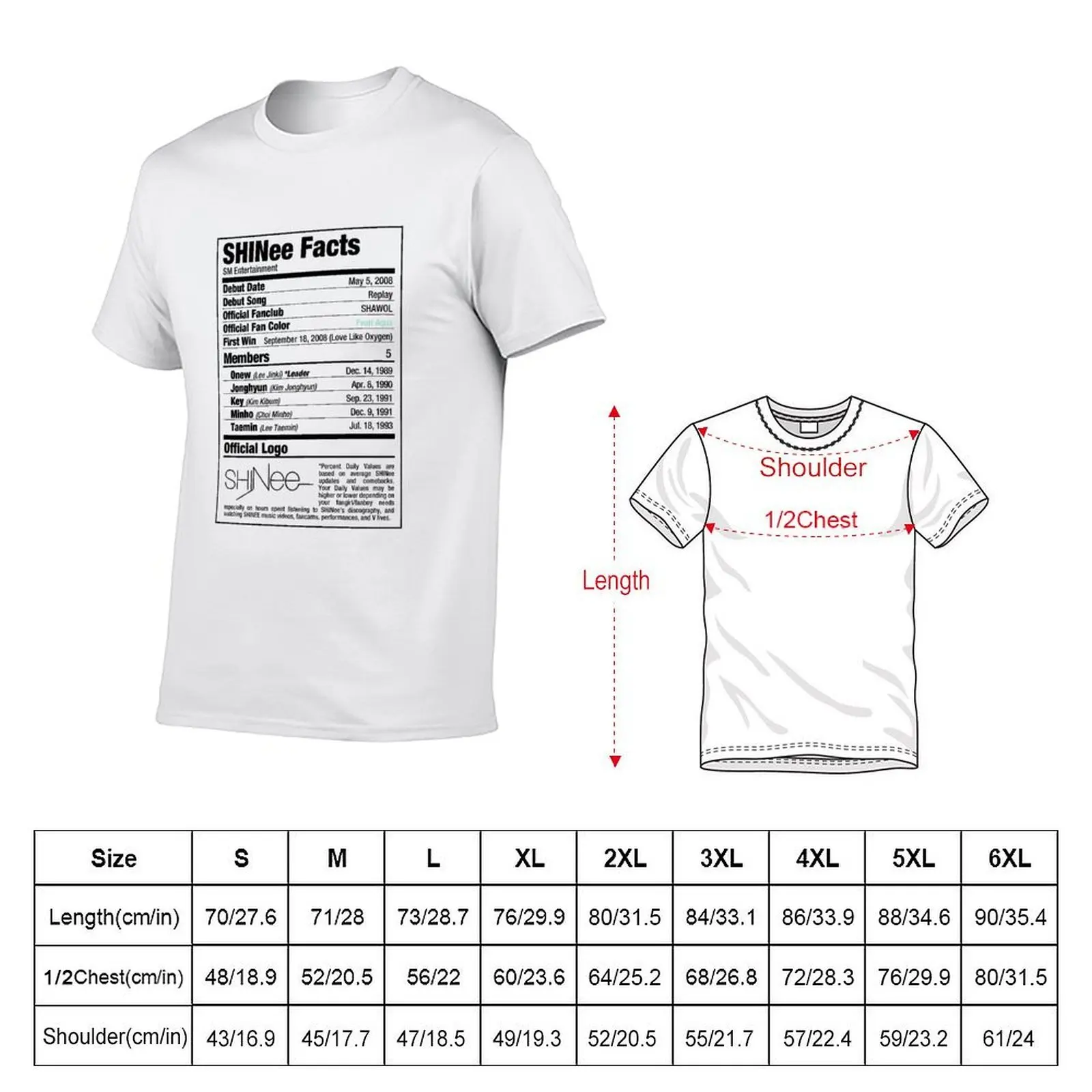 SHINee Kpop Nutritional Facts T-Shirt funny shirt cotton Blouse tee shirts for men