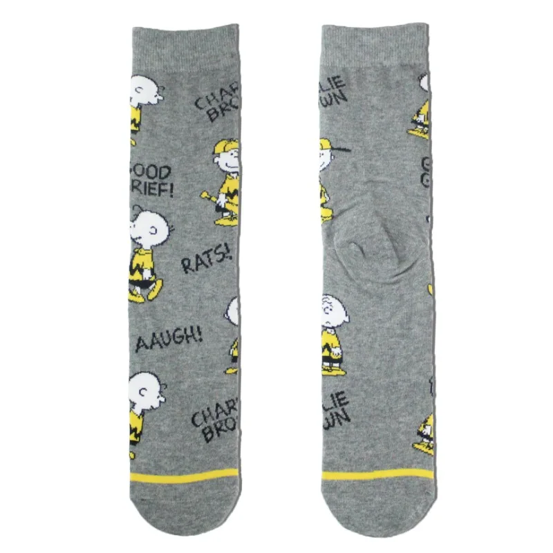 سنوبي تشارلي براون القطن النساء الجوارب مضحك الكرتون الرجال سعيد الهيب هوب الشارع Harajuku سكيت الجوارب في سن المراهقة جوارب رياضية غير رسمية #3