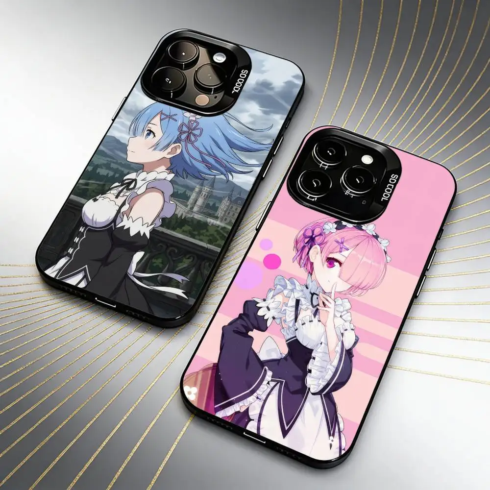 REM-M R-RE-ZeroS Phone Case For iPhone 16 17 15 14 12 13 Pro Max Black Candy Matte Shockproof Cover