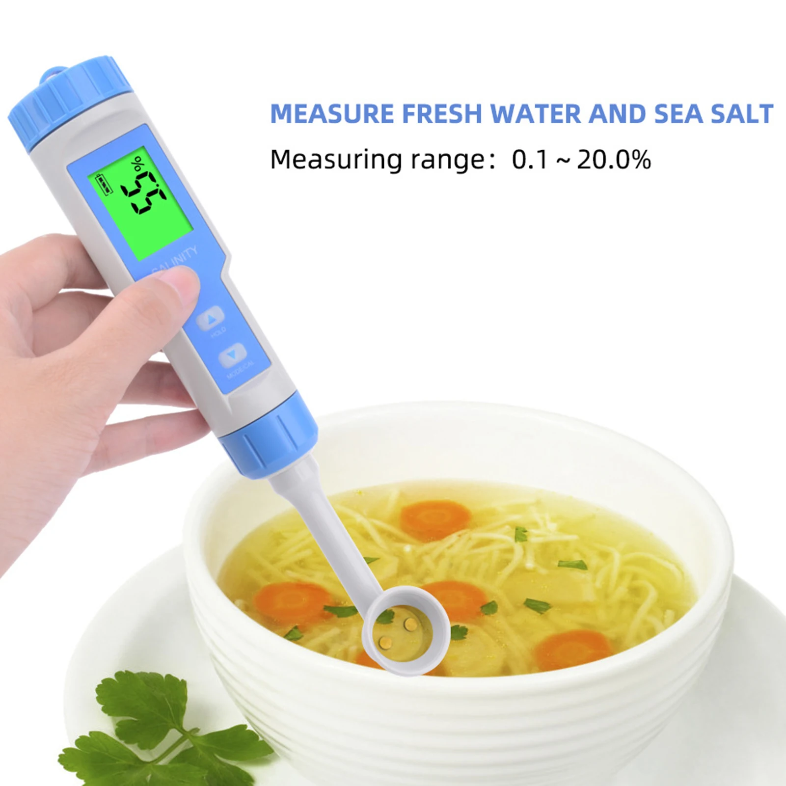 Digital Salinity Meter IP67 Waterproof Salinity Meter Tester for Food High Accuracy Salt Concentration Measuring Salinity Tester