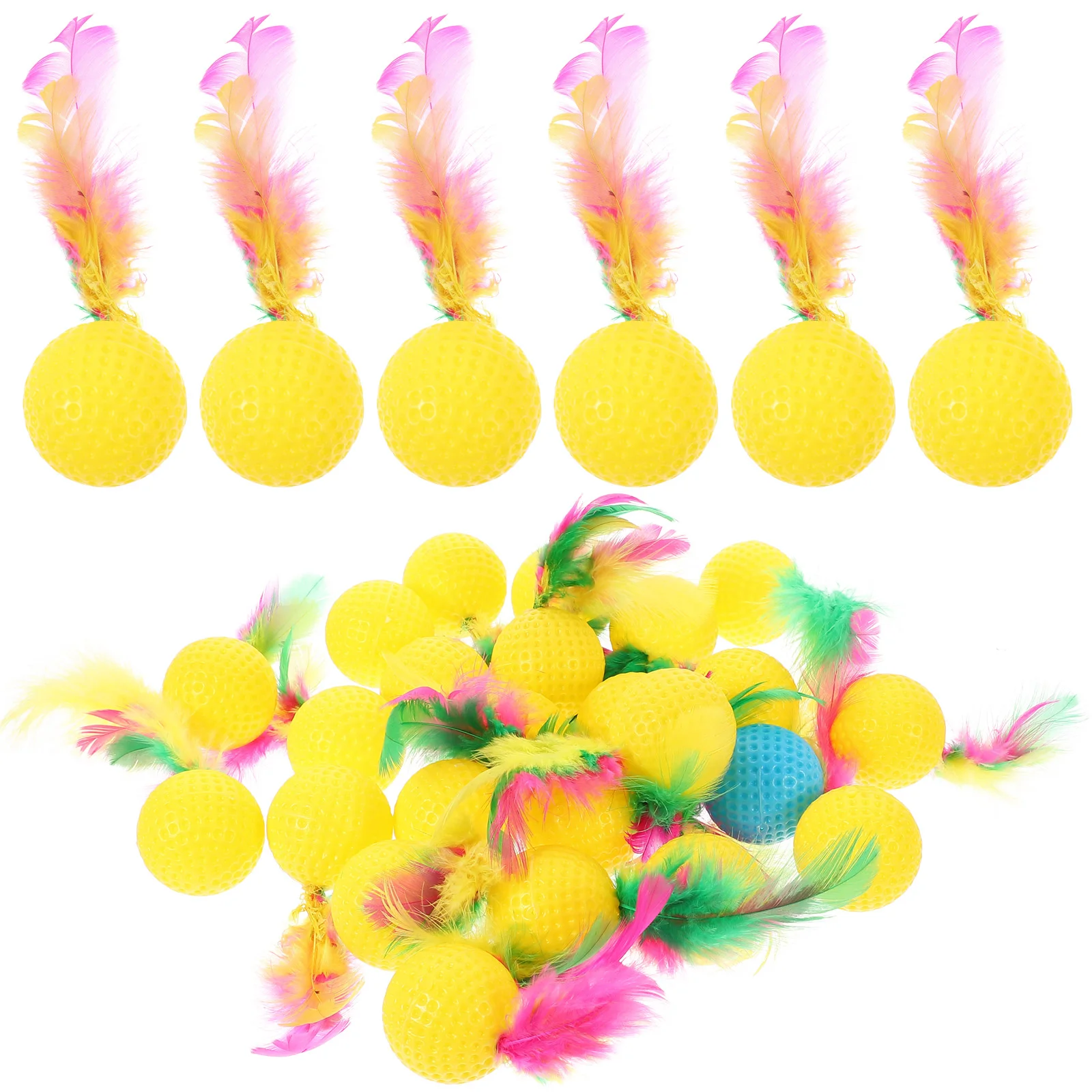 

24pcs Funny Cat Feather Ball Cat Teasing Toy Pet Supplies for Home Shop Assorted Color