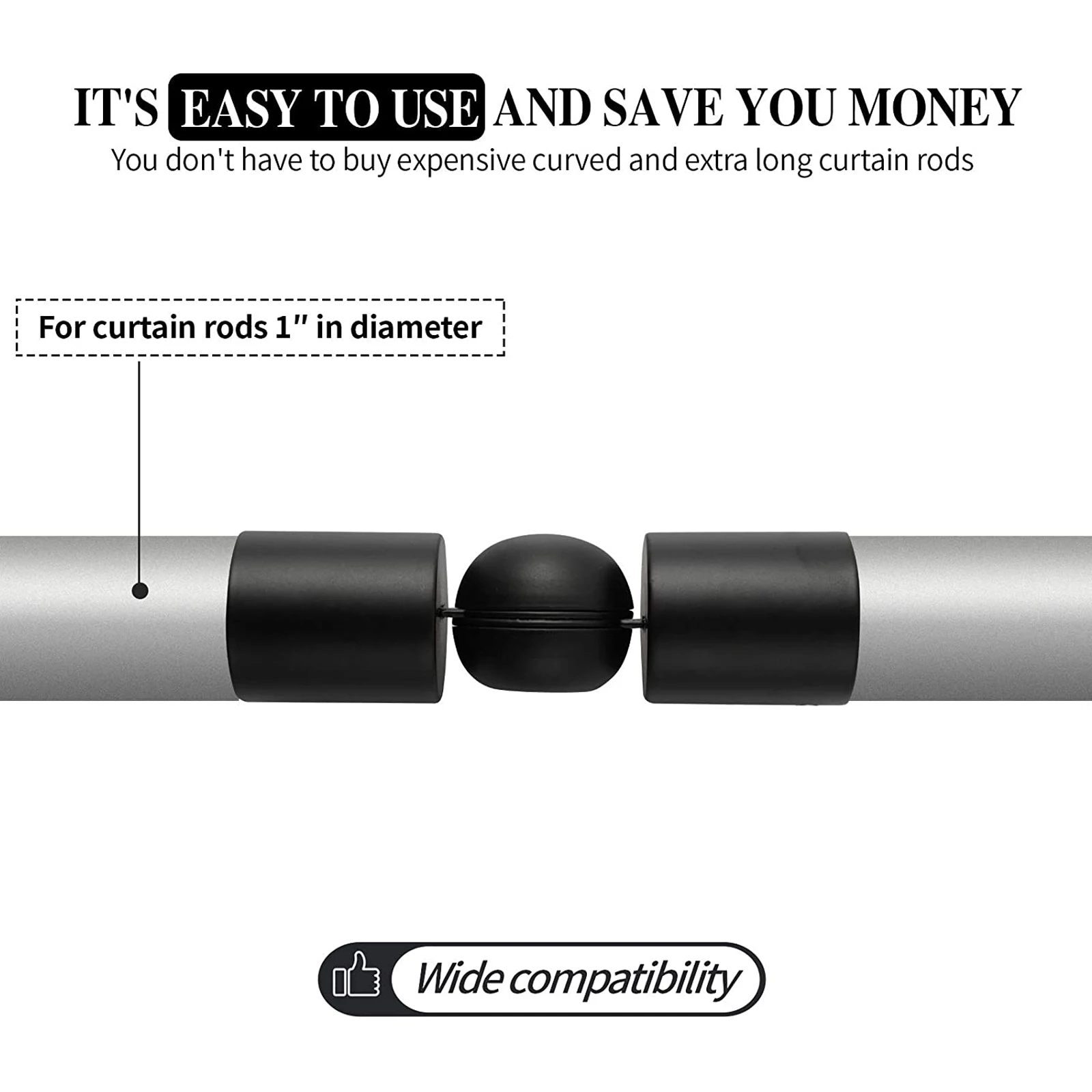 

Stainless Steel Glass Room Connector Adjustable 90 to 180 Degree Corner Curtain Rod Connector for Office Living Room Bedroom