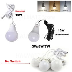 5V 3W 10W USB LED Bulb Lights Reading Night Lamps wall hanging Dimming adjustable for Camping Home Bulbs light Ball J17