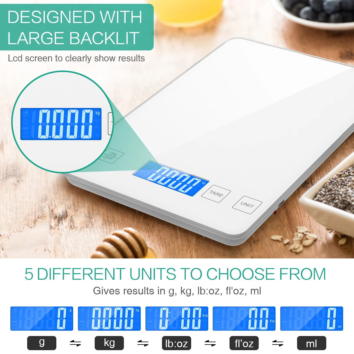 Báscula digital 10 kg USB recargable con tara para pesaje de capturas - imagen 5