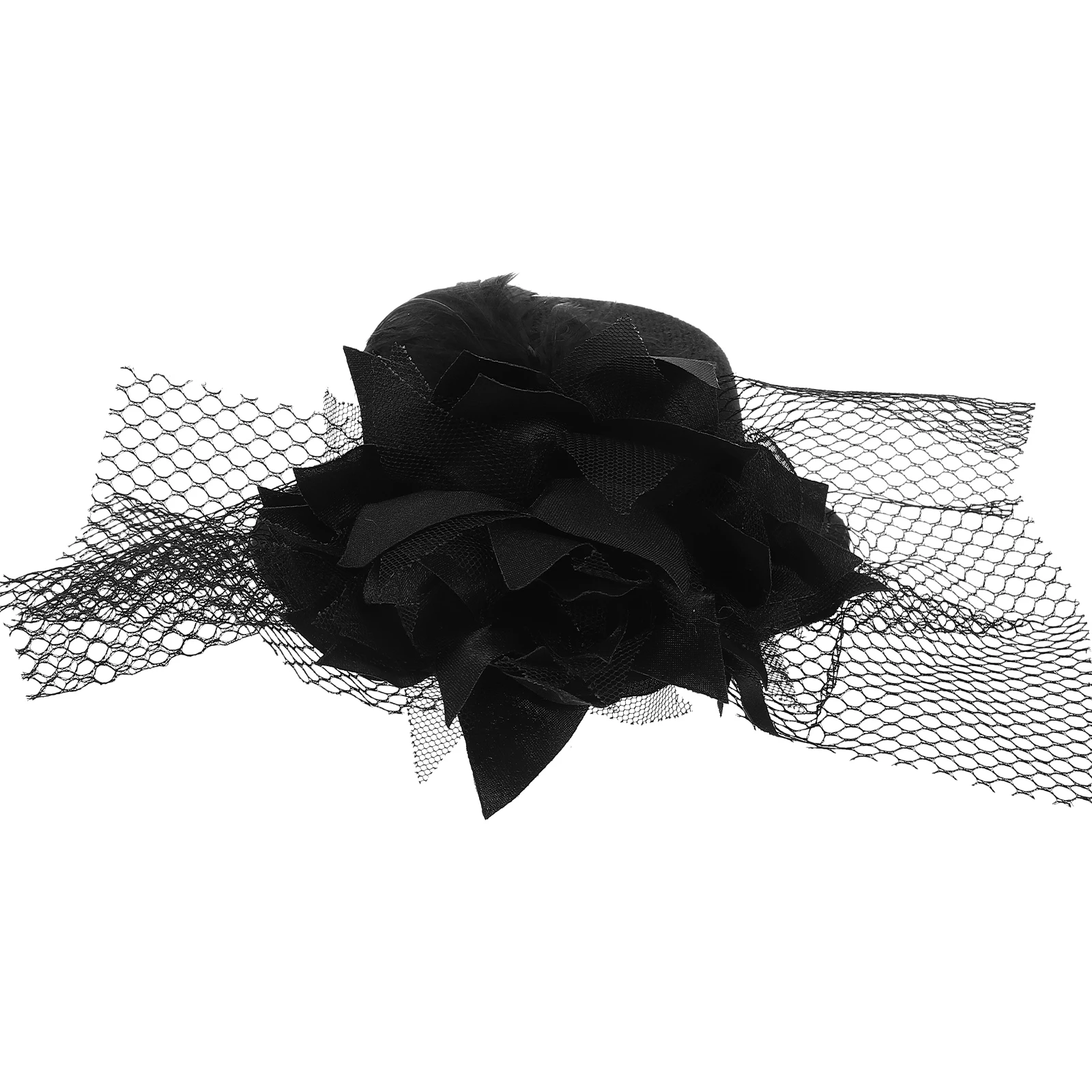 

Floral Decorated Hair Clip Mini Top Hat Black Satin Net Ladies Punk Party Fancy Dress Casual Wear Accessories