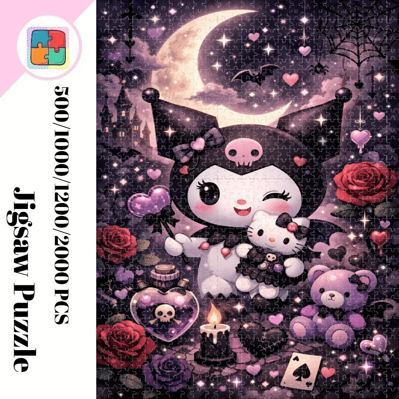 Adult Jigsaw Puzzle 500/1000/1200/2000 Pcs Puzzle Sanrio Kulomi Gothic Paper Puzzle Decorative Painting Exercise Brain Thinking