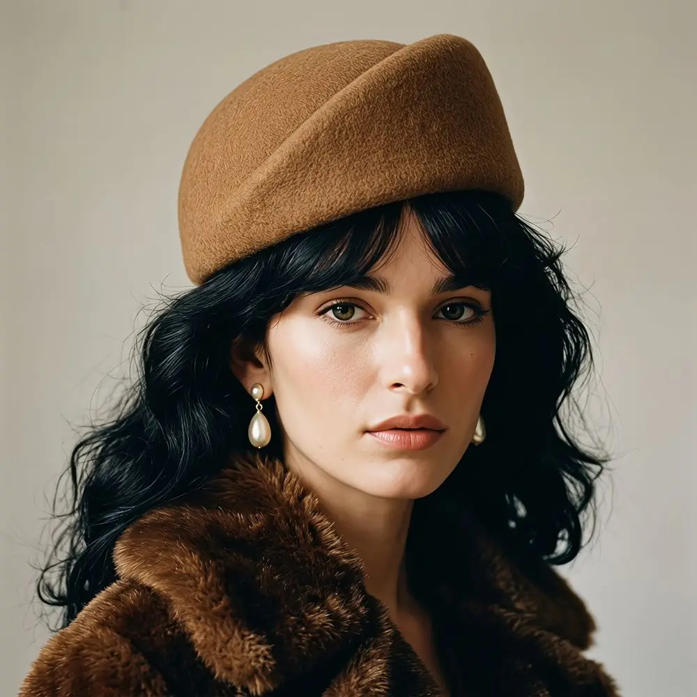 Vintage French Style Pillbox Hat Fedoras Teardrop Fedora Hat Elegant Solid Color Medicine Box Hat Performances