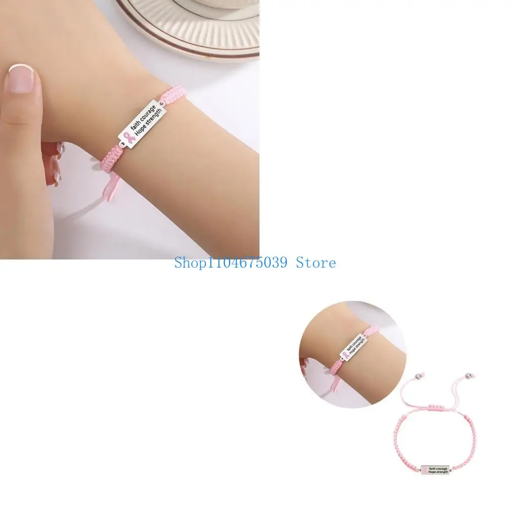 5asd Simple Braid Ribbon Charm Bracelets Breast Cancers Bracelet Bangle Awareness