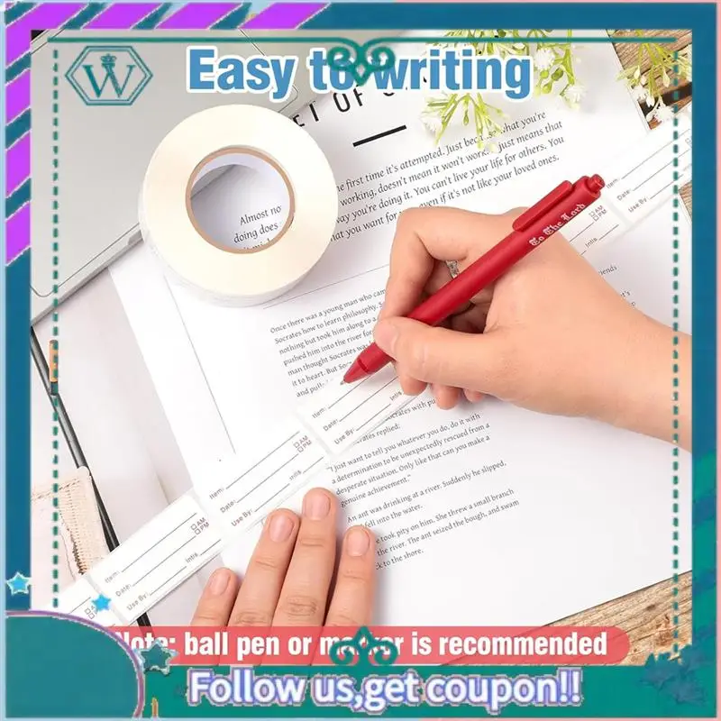 Upgraded 4 Rolls 2000Pieces Removable Freezer Labels, 1 X 2Inch Food Date Stickers Food Date Labels Refrigerator Food Labels