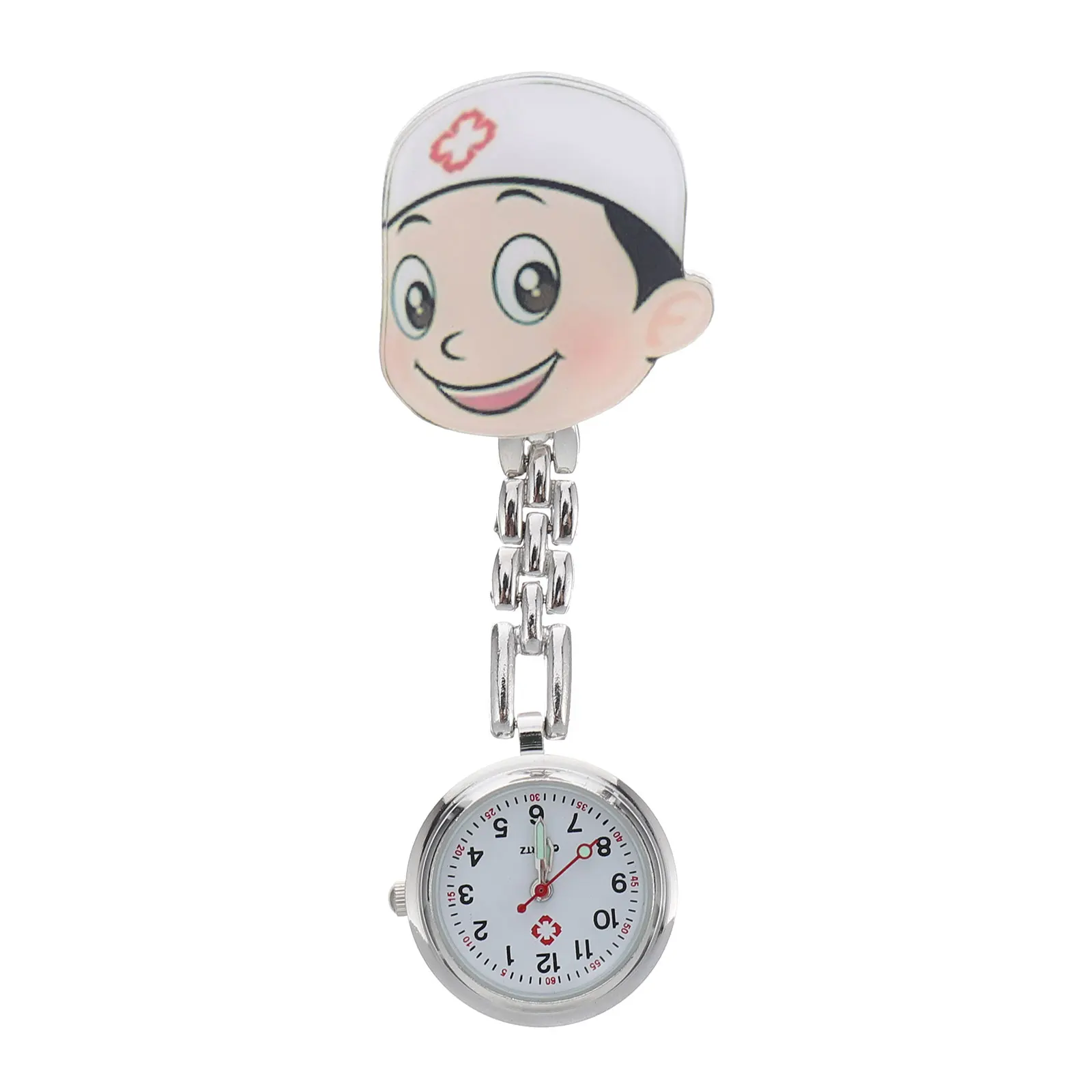 

Nurse Watches Women Pocket Needle White Nursing Hanging Cartoon Alloy Large Dial Easy Carry Work Convenience Pocket Watch