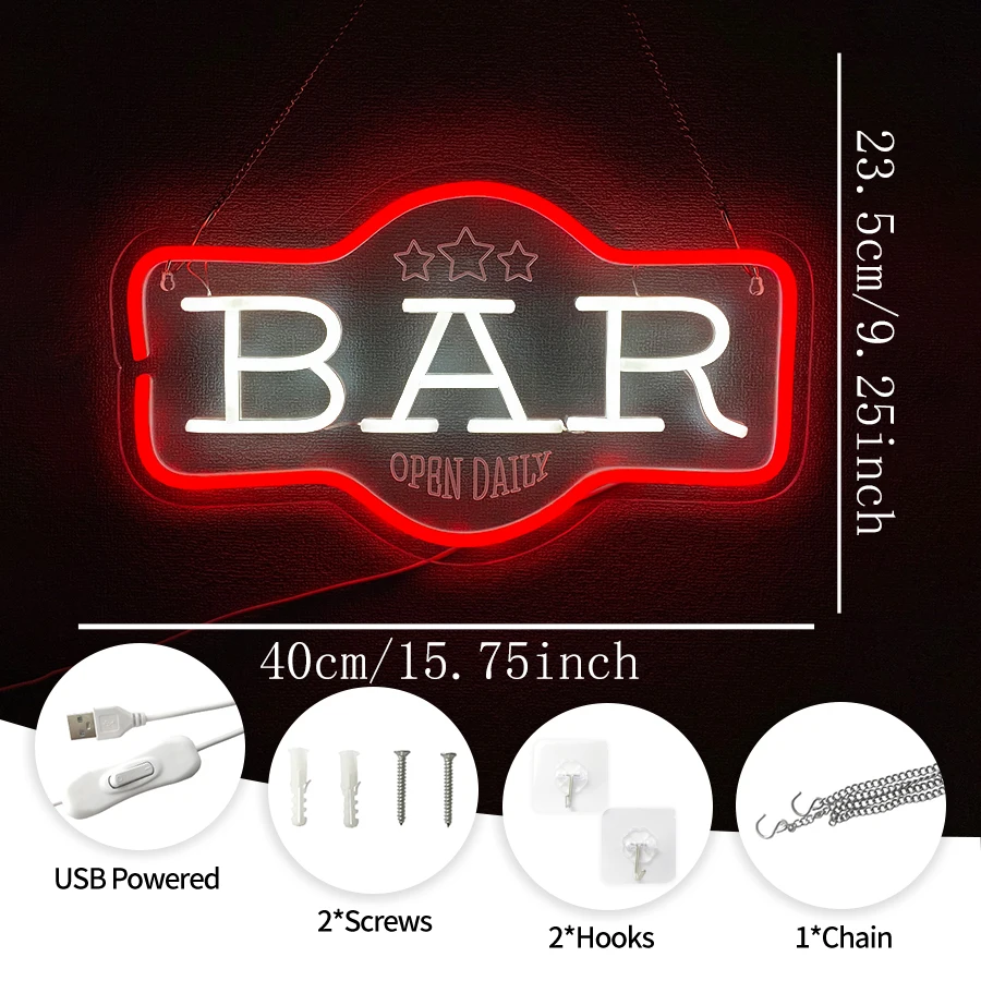 Bar Neon Sign, 3D Carved Icon Bar Door Decor, Usb Powered, Used For Family Gatherings, Holiday Parties, Beer Bar Wall Lights.