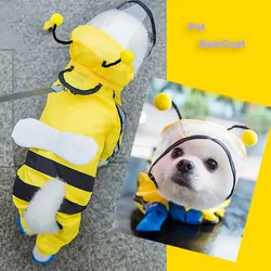 Waterproof Puppy Dog Raincoats Rain Jacket Hood for  Medium Dogs Poncho with Reflective Strap Honey Bee Bear Dog Hooded Cloak