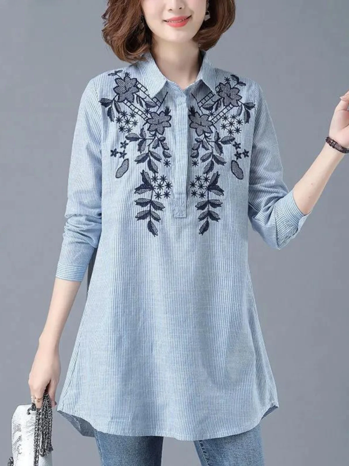 

Женские длинные полосатые брюки размера плюс, весна 2021, корейский свободный крой средней длины, смесь хлопка и полиэстера на пуговицах