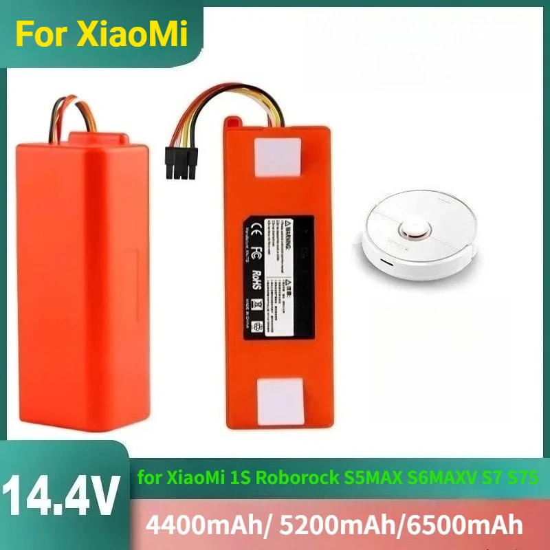 بطارية بديلة متعددة السعة 14.4 فولت لروبوتات Xiaomi 1S وRoborock S5MAX وS6MAXV وS7 وS75 للكنس والتطهير