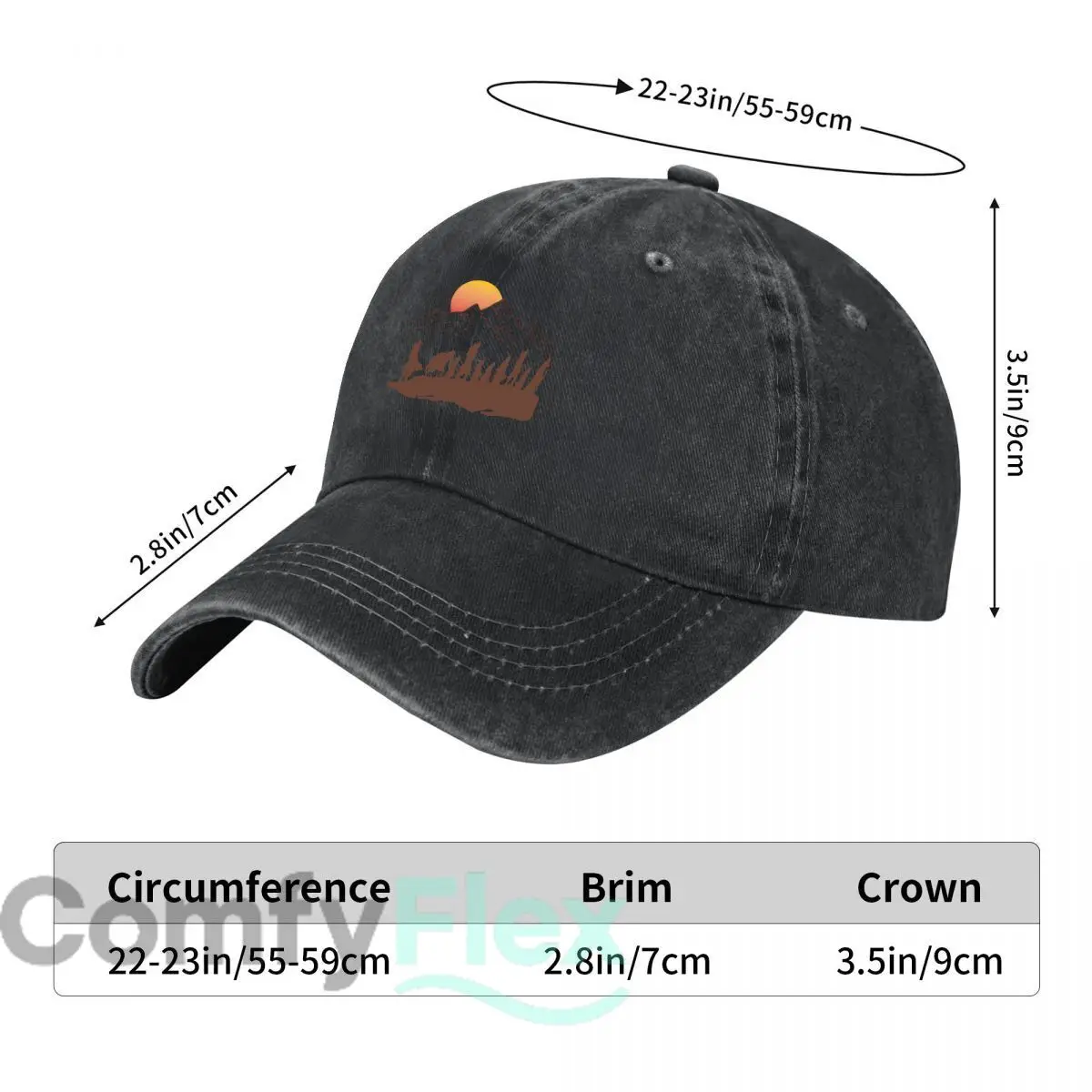 Desert Caravan Silhouette Casual Washed Baseball Cap Distressed Denim Hat Classic Outdoor Run for Men & Women