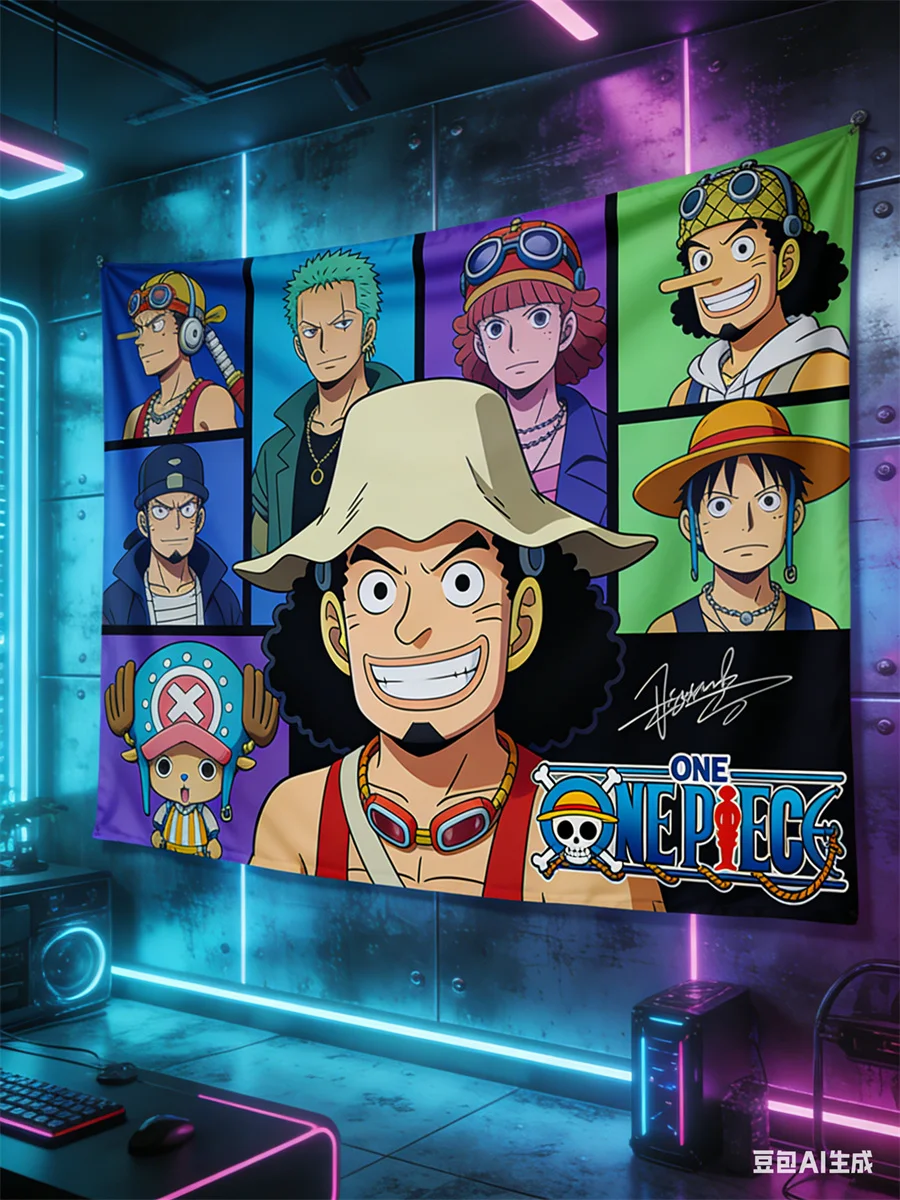 One Piece Luffy 3D Effect Wall Tapestry - Anime Pirate Flag Themed Hanging Cloth for Bedroom, Living Room & Dorm Decor - view 5