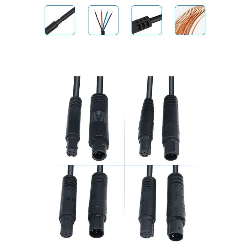 4pin 4 core 1m 2m 6m Male to Female cable Car DVR Camera Extension connector HD Monitor Vehicle Rear View Camera copper Wire K5