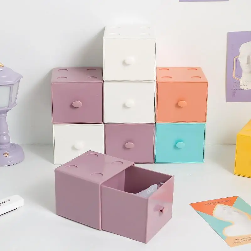 

New Ins Cute Desktop Storage Box Stackable Pen Holder Drawer Student Desk Sundries Storage Box Students' Supplies