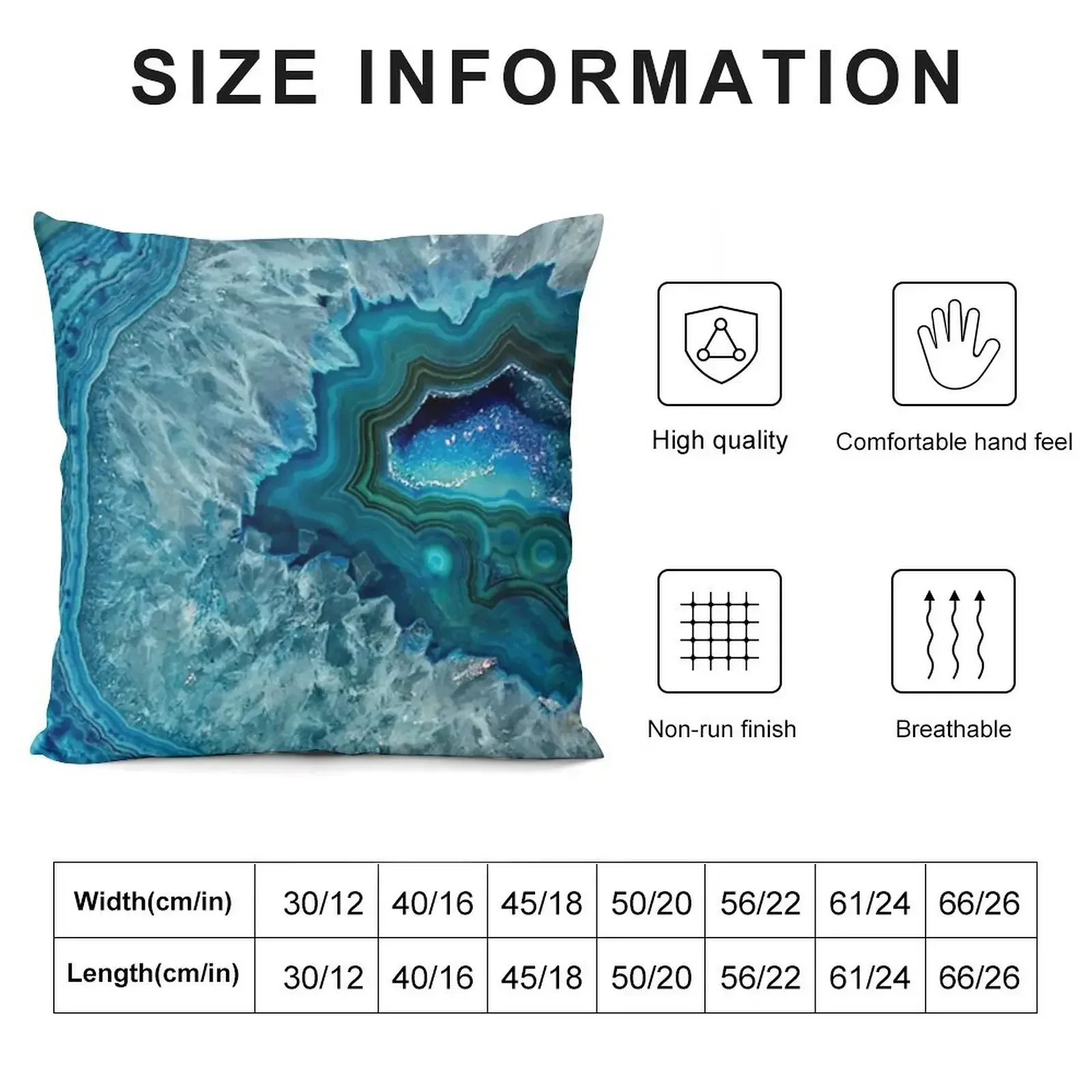 Teal Aqua Turquoise Blue Rock Agate Mineral Crystals Pattern Throw Pillow Christmas Cushion For Home Luxury Sofa Cushions pillow